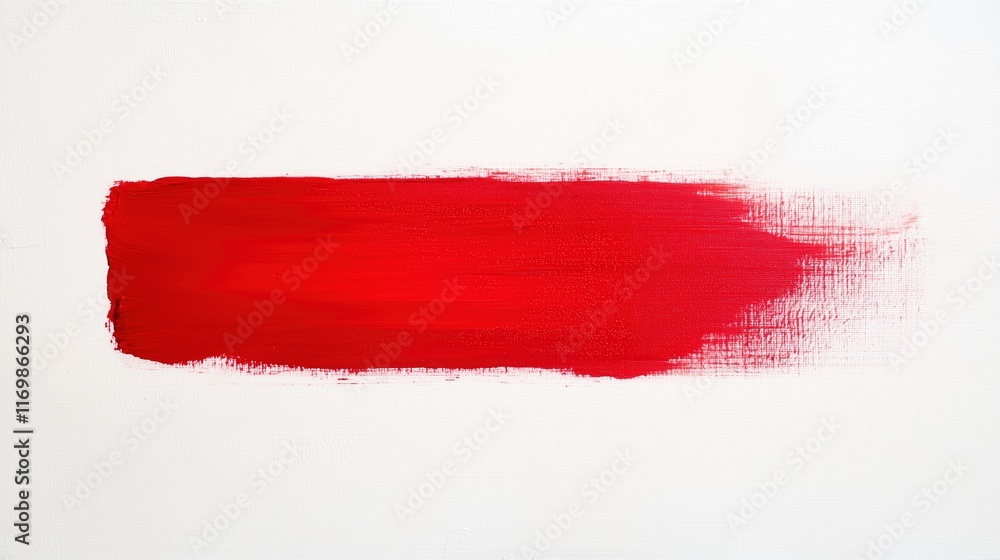 Poster bold red brushstroke on white canvas emphasizing minimalist art and modern concepts with a simple ab