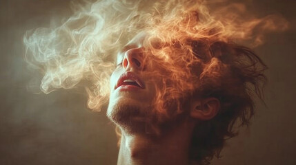 Abstract blurred image depicting a person overwhelmed with emotions, representing depression and social anxiety in a chaotic, fragmented environment symbolizing mental distress and isolation

