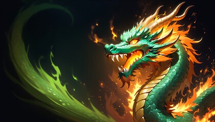 Fiery Dragon Unleashes Power in a Dramatic Display. Generative AI