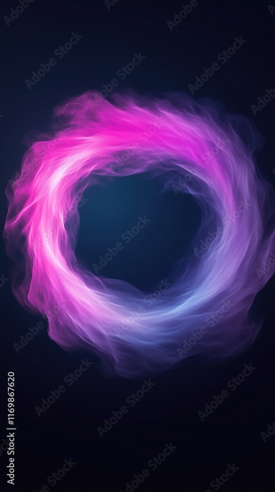 Aufkleber mystical plasma ring with neon colors against deep dark background in dynamic 3d visualization for m