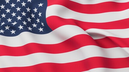 Seamless 3D Animation of American Flag Waving with Vibrant Red, White, and Blue Colors in Realistic Motion for Patriotic and National Holiday Design and Artistic Representation in Stock Photography