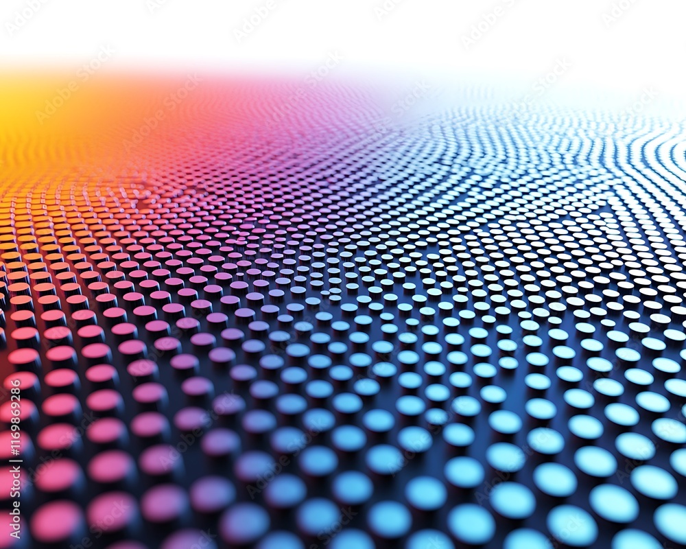 Poster abstract colorful dot pattern background with vibrant gradient colors, creating a wave-like texture.