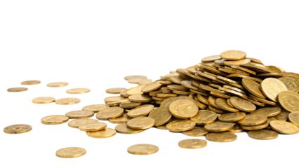 A towering stack of gleaming gold coins symbolizes wealth and financial prosperity