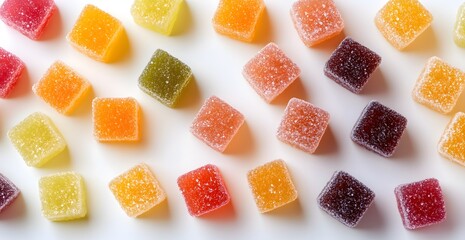 Assorted Colorful Cubes Of Jelly Candy