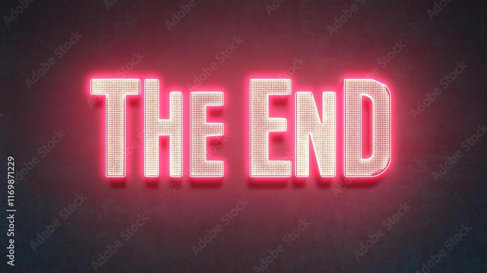 Aufkleber glitch style gold light animation loop of the end text against dark background for cinematic closure