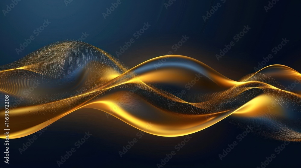 Poster abstract shiny color gold wave design element, ai generated image