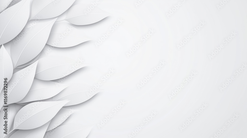 Aufkleber white abstract modern background design featuring minimalist leaf elements and soft aesthetic for co