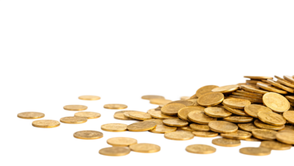 A towering stack of gleaming gold coins symbolizes wealth and financial prosperity