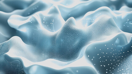 Obraz premium Vibrant Blue Background with Dynamic White Dots and Flowing Waves Creating a Lively and Playful Atmosphere Perfect for Modern Design Projects and Creative Artwork Inspirations