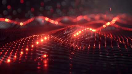 A hyper-realistic abstract tech background featuring illuminated fiber optics, quantum computing and global intelligence with a quantum computing network system