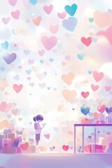 Valentine’s Day greeting card background template with heart shape