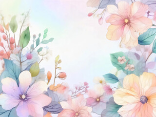 Obraz premium Soft Watercolor Floral Pattern | Gentle Pastel Tones and Gradation Background | Delicate and Dreamy Design