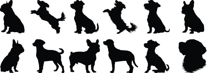 Dog silhouette set vector design big pack of animal illustration and icon