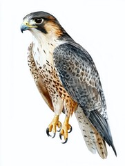 Fototapeta premium A focused falcon with sharp claws and a keen eye. Artwork showcases realistic details and vibrant colors.