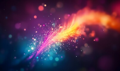 Abstract vibrant light streaks and bokeh.