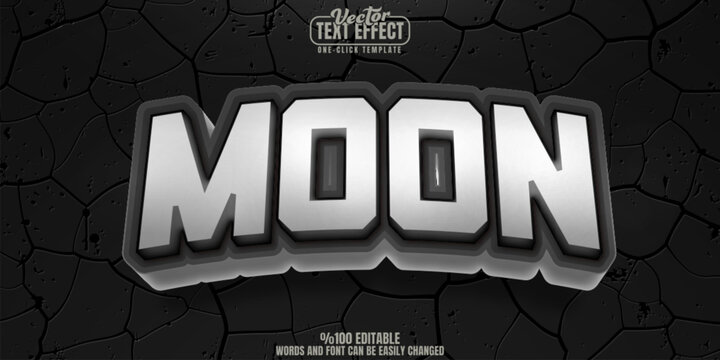 Moon editable text effect, customizable crater and space 3d font style
