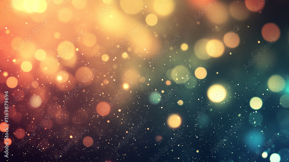Poster blur colorful warm rainbow light leaks on black background with dust texture creating a defocused ab