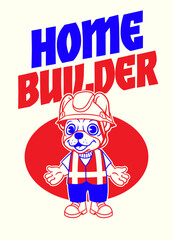Frenchie Dog Mascot of Home Builder