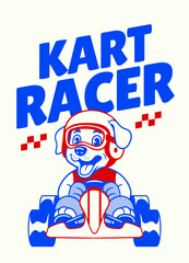 Vintage shirt design of  Kart Racing with Dog Mascot