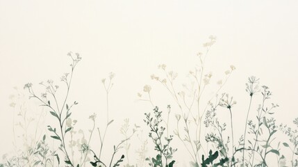 Silhouettes of wildflowers against a light beige background.