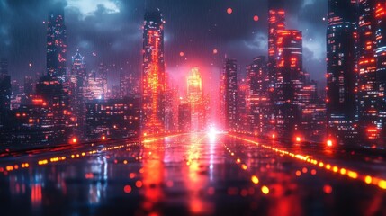 Neon City Rain: Cyberpunk Dreamscape at Night