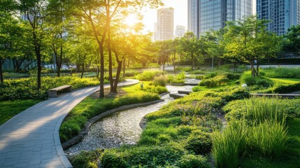 Obraz premium Urban Green Space for Pollution Prevention Education