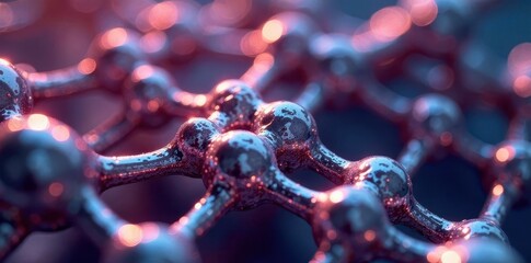 Close-up of metallic crystal lattice structure, crystallography, lattice