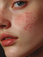 Naklejka premium Close-up of girl with skin imperfections