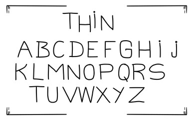 Minimalistic thin-line alphabet design featuring uppercase and lowercase letters. Ideal for modern typography and creative design projects.