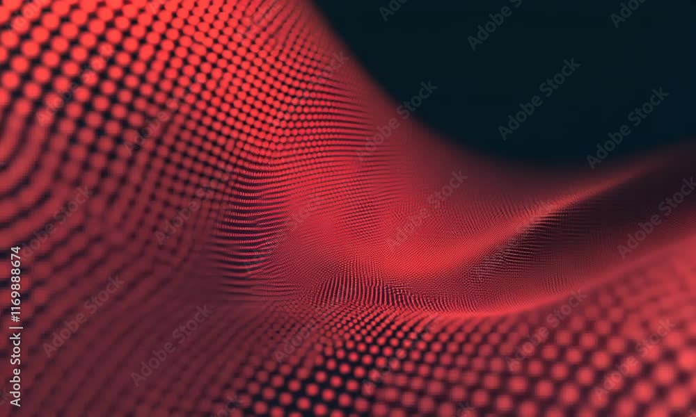 Poster abstract red digital waveform particle flow design background texture