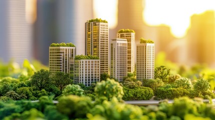 Obraz premium Urban Vertical Gardens in Futuristic Cityscape
