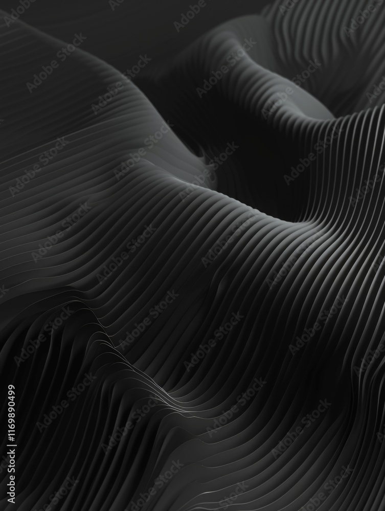 Poster abstract digital illustration of a complex pattern with intricate surface textures in black and whit