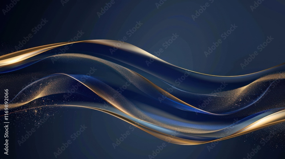 Poster abstract shiny color gold wave design element, ai generated image