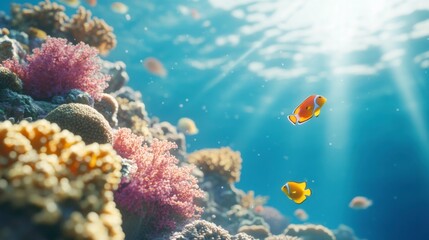 Fototapeta premium Coral Reef Underwater Scene with Soft Light and Textures