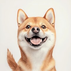 Obraz premium Happy Shiba Inu Dog with Bright Expression on Neutral Background