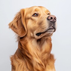 Golden Retriever with Soft Fur and Expressive Eyes in Studio Setting