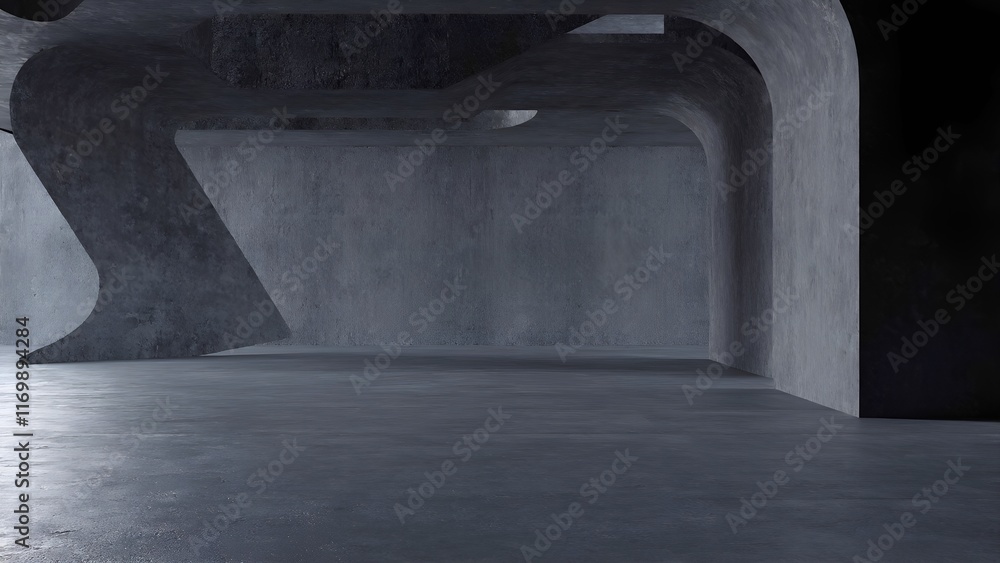 Aufkleber exploring abstract architecture in a minimalist concrete space urban environment interior design mod