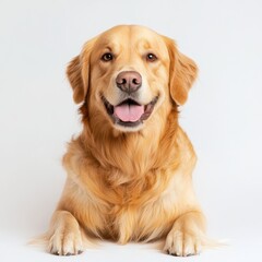 Adorable Golden Retriever Dog with Cheerful Expression Studio Pose