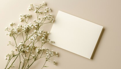 White flower copy space background and getting card