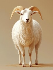 Fototapeta premium A ram standing upright in a desert environment.