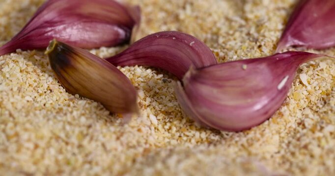 garlic fruits for cooking, dried spices from very small pieces of garlic fruits