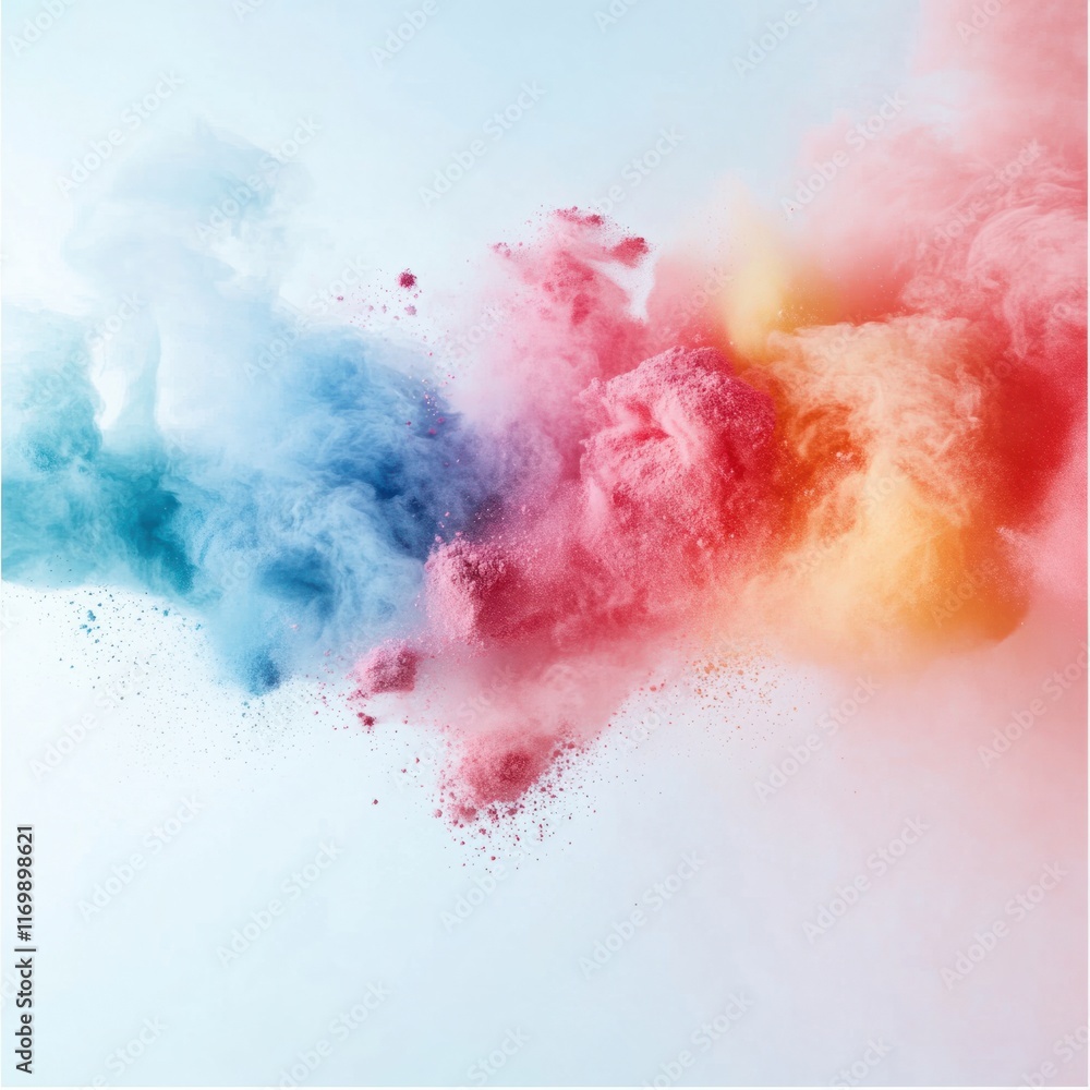 Poster vibrant color explosion abstract background digital art studio environment close-up view conceptual 
