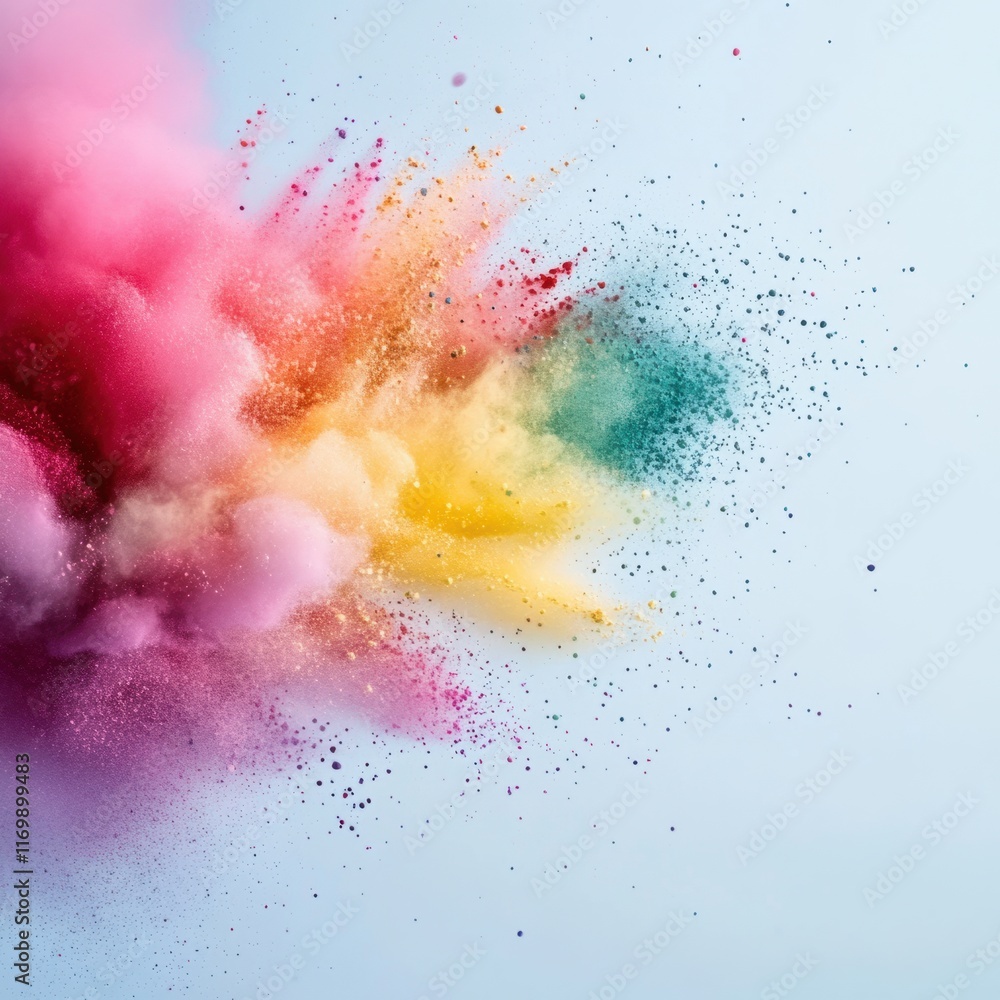 Aufkleber dynamic color explosion abstract art creation studio environment vibrant palette aerial view artisti