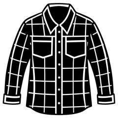 Flannel Shirt Silhouette on White Background 