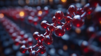 Detailed 3D Model of Red Molecular Structure in Chemistry