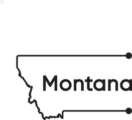 Simple black Montana maps out line art logo design