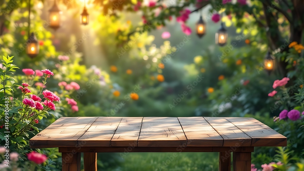 Poster a rustic countryside bar background featuring a wooden table board in foreground, perfect for creati