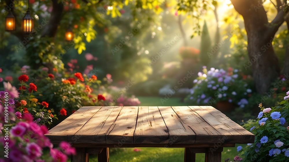 Poster a rustic countryside bar background featuring a wooden table board in foreground, perfect for creati