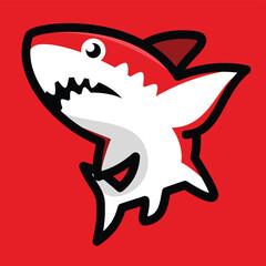 cartoon red shark
