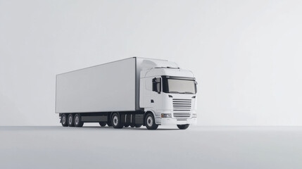 White truck on minimalistic background, showcasing logistics and transportation. vehicle stands out with its clean lines and modern design, emphasizing efficiency and reliability